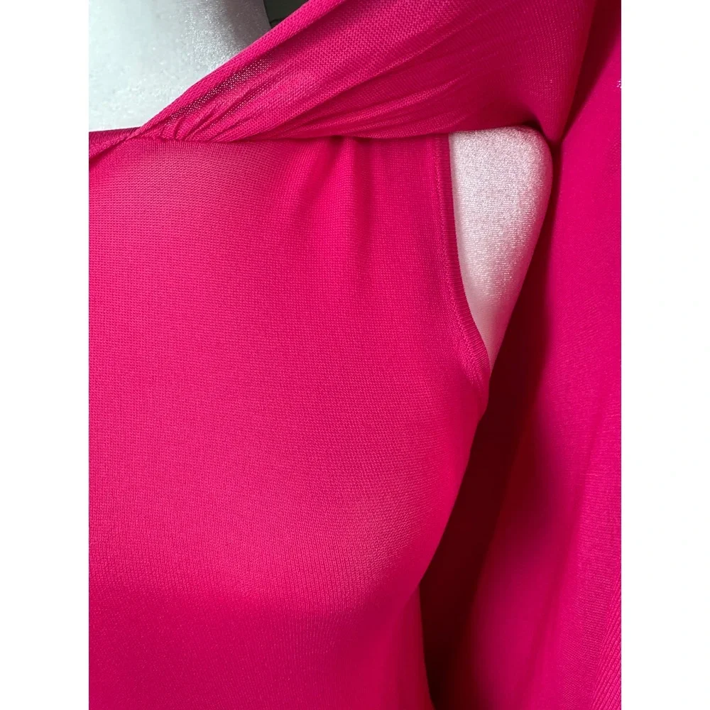 Zara Cape Maxi Dress Womens Small Pink Limited Edition Knit Column Gown NWT - Picture 8 of 14